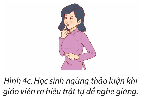 Hình 4c: Giáo viên ra hiệu trật tự